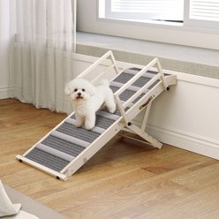 jansno Folding Adjustable Height Dog Ramp, Natural