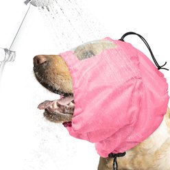 NANAKI Adjustable Reusable Waterproof Ear Cover for Bathing, Grooming, Swimming Dog Shower Cap, Standard, Pink