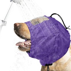 NANAKI Adjustable Reusable Waterproof Ear Cover for Bathing, Grooming, Swimming Dog Shower Cap, Standard, Purple