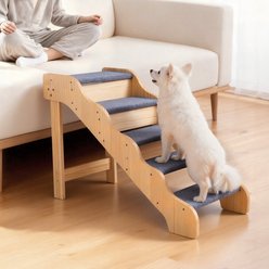jansno Non-Slip Surface Cat & Dog Stairs, Natural, 5 steps
