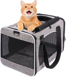 Gapzer Soft-Sided Collapsible & Washable Travel Dog & Cat Carrier, 18.1 x 11.8 x 11.8-in, Grey