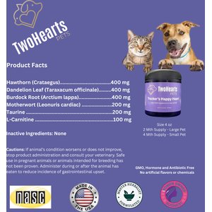 TwoHearts Pets Tracker’s Happy Heart Care Powder Supplement for Dogs & Cats, 4-oz box, 60 count