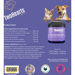 TwoHearts Pets Lou’s Liver Care Revitalize Powder Supplement for Dogs & Cats, 4-oz box, 60 count