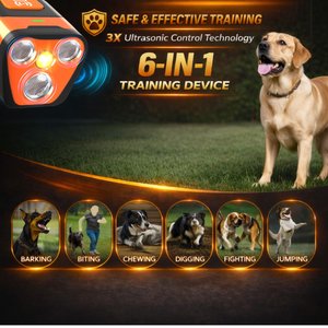 PETSPARX 3X Ultrasonic Portable Device 23-ft Range Dog Bark Deterrent, Orange
