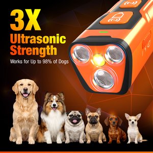 PETSPARX 3X Ultrasonic Portable Device 23-ft Range Dog Bark Deterrent, Orange