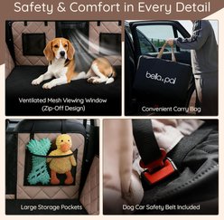 Bella & Pal Hard-Bottom Waterproof Hammock Backseat Car Seat Cover Extender for Dogs, 52 x 25-in, Brown/Black slide 2 of 8
