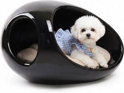 Halinfer Oval Waterproof Elevated Cat House Bed, Black, Small