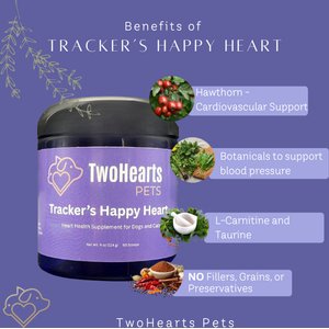 TwoHearts Pets Tracker’s Happy Heart Care Powder Supplement for Dogs & Cats, 4-oz box, 60 count