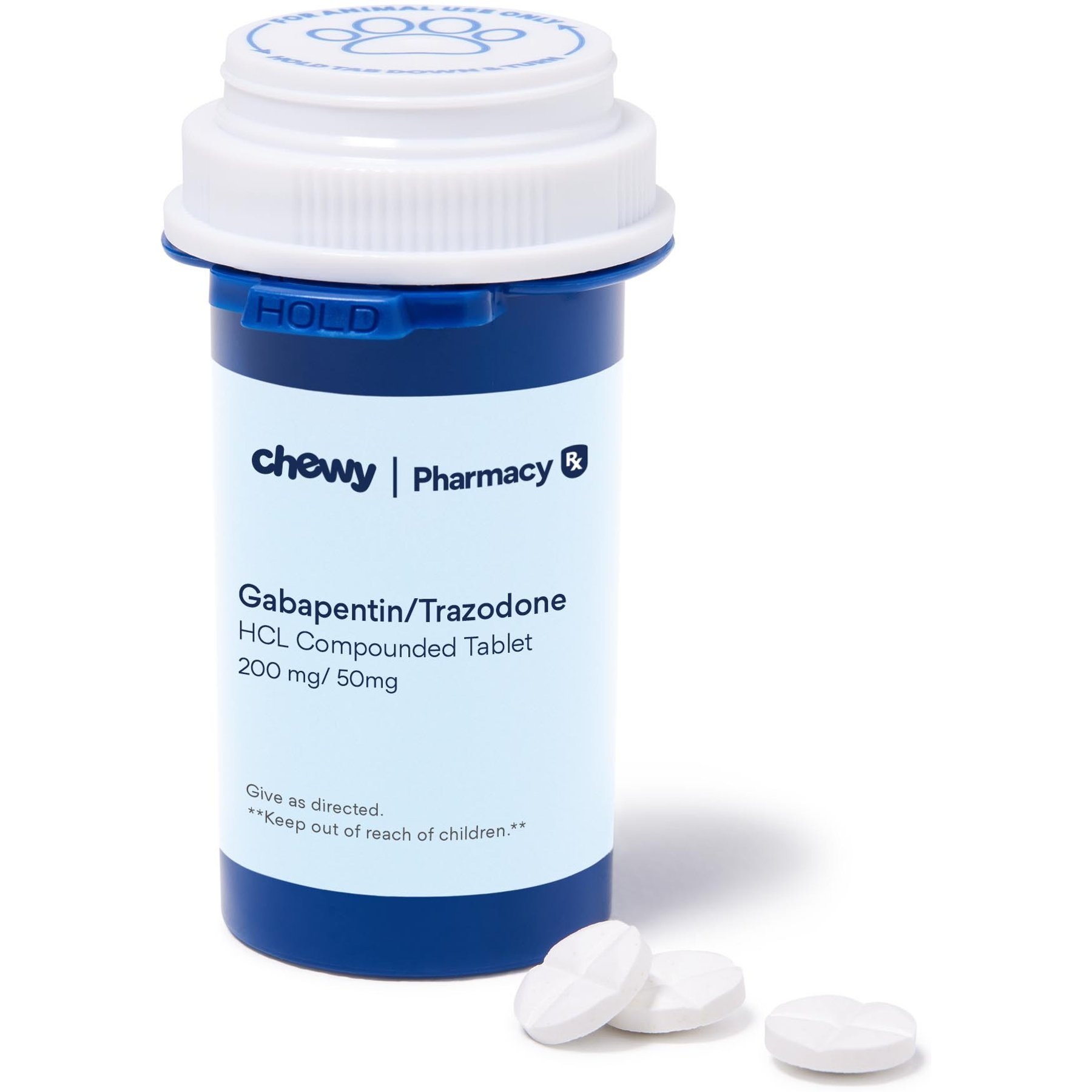 Gabapentin/Trazodone HCL Compounded Quadrisect Tablet, 200 mg/50 mg, 30 tablets for Veterinary use