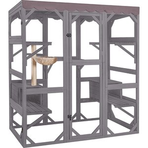 Aivituvin AIR37 Walk-In Outdoor Cat House, Gray, Medium