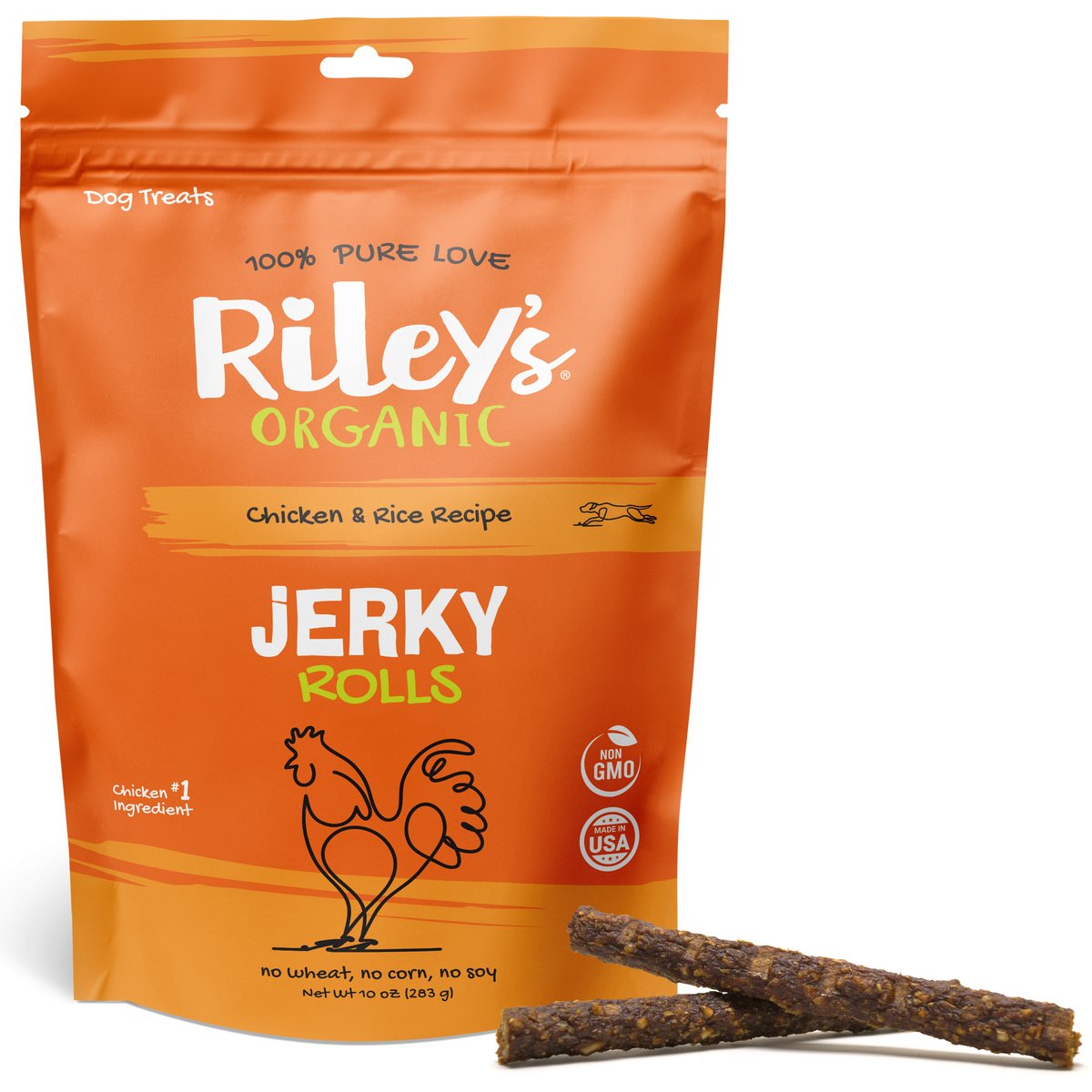 Riley's Chicken & Rice Jerky Dog Rolls Treats, 10-oz bag
