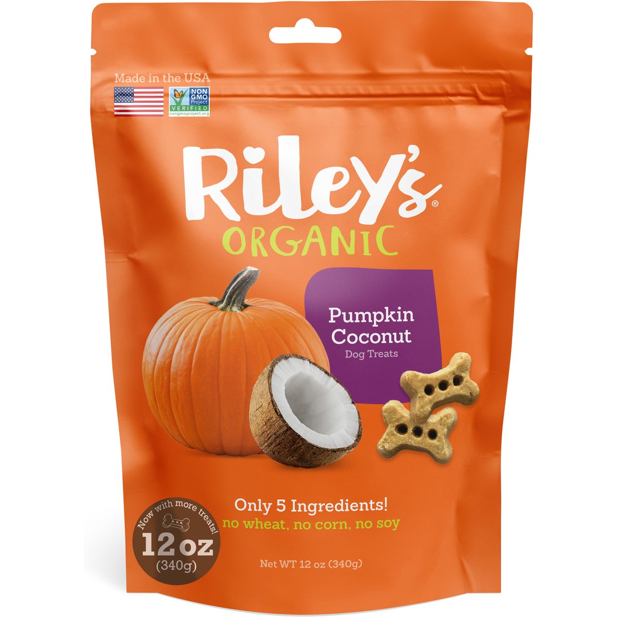 Riley's Pumpkin & Coconut Biscuit Dog Crunchy Treats, 12-oz bag