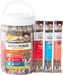 Wild Eats Simply Puree Natural Ahi Tuna, Salmon with Ancient Grains, Red Snapper Flavored Variety Pack Lickable Cat Treats, 2-lb tub, pack of 48