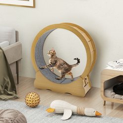 YODOLLA 38.2-in Exercise Running Wheel Cat Scratcher, Natural slide 1 of 8