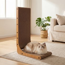 FUKUMARU Indoor L Shape Wall Mounted Carton Cat Scratching Mat with Ball Toy