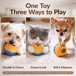 KADTC 3 in 1 Durable Dog & Cat Fillable Enrichment Treat Dispenser Chew Toy, Blue, Small slide 2 of 9