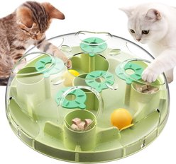 KADTC 2 Ways to Play Cat Treat Dispensing Toy & Foraging Balls, Green, Large