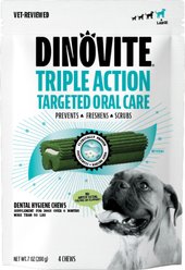 Dinovite Triple Action Oral Care Large Dog Dental Chew Treats, 4 count