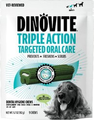 Dinovite Triple Action Oral Care Small Dog Dental Chew Treats, 9 count slide 1 of 9