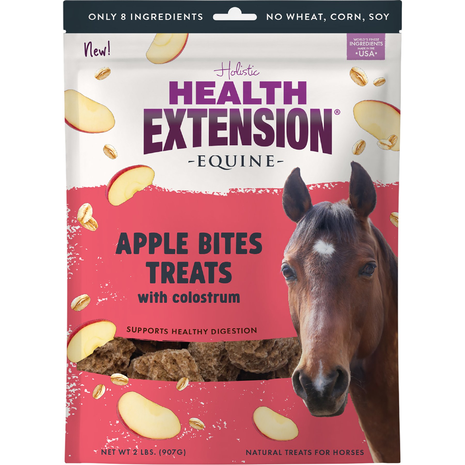 Health Extension Equine Apple Bites Mint Flavor Horse Treats with Colostrum, 2-lb bag