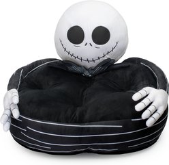 Buckle-Down Disney Jack Skellington Hug Novelty Pillow Dog Character Bed, Black, 23 x 23.25 x 16.5-in