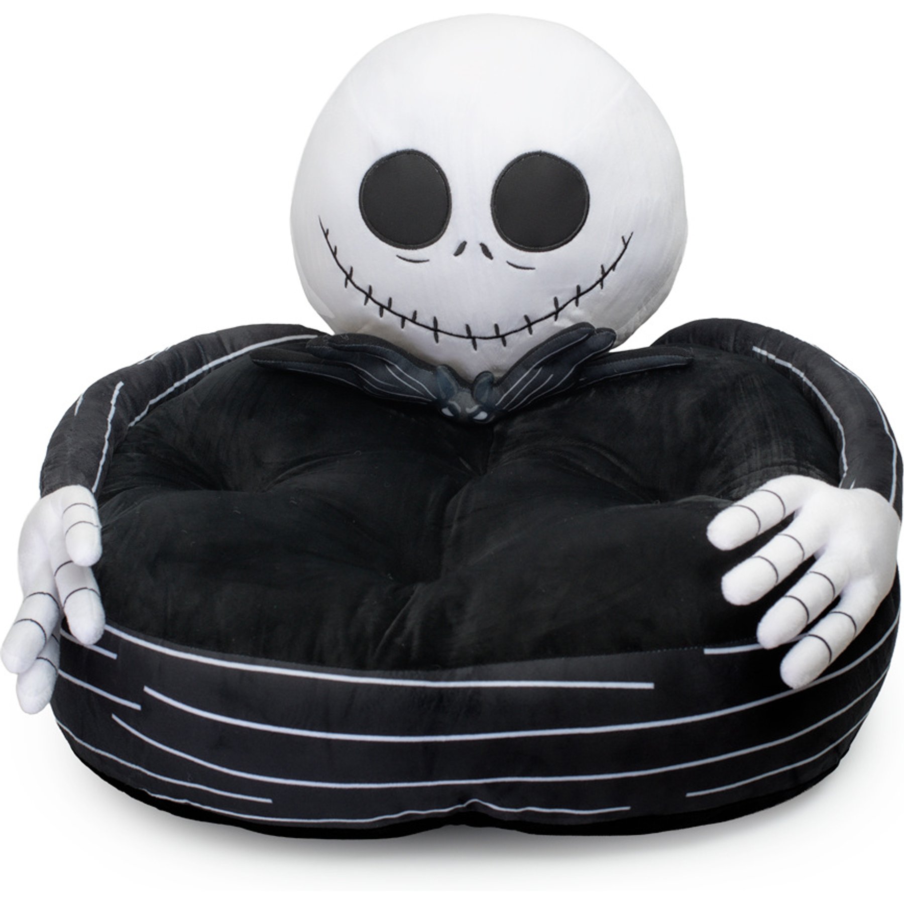 Buckle-Down Disney Jack Skellington Hug Novelty Pillow Dog Character Bed, Black, 23 x 23.25 x 16.5-in