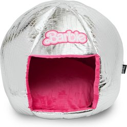 Buckle-Down Barbie Disco Ball Quilt with Plush Interior, Dome Novelty Covered Dog Bed, Pink, 16.5 x 20.5 x 20-in