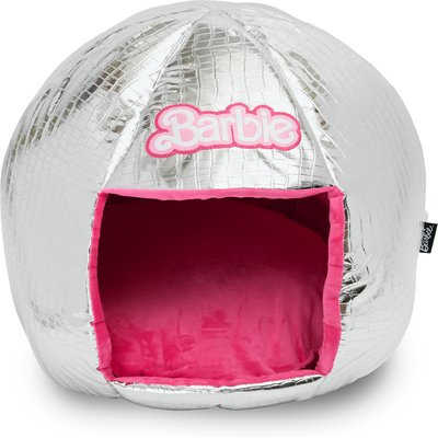 Buckle-Down Buckle-Down Barbie Disco Ball Quilt with Plush Interior, Dome Novelty Covered Dog Bed, Pink, 16.5 x 20.5 x 20-in