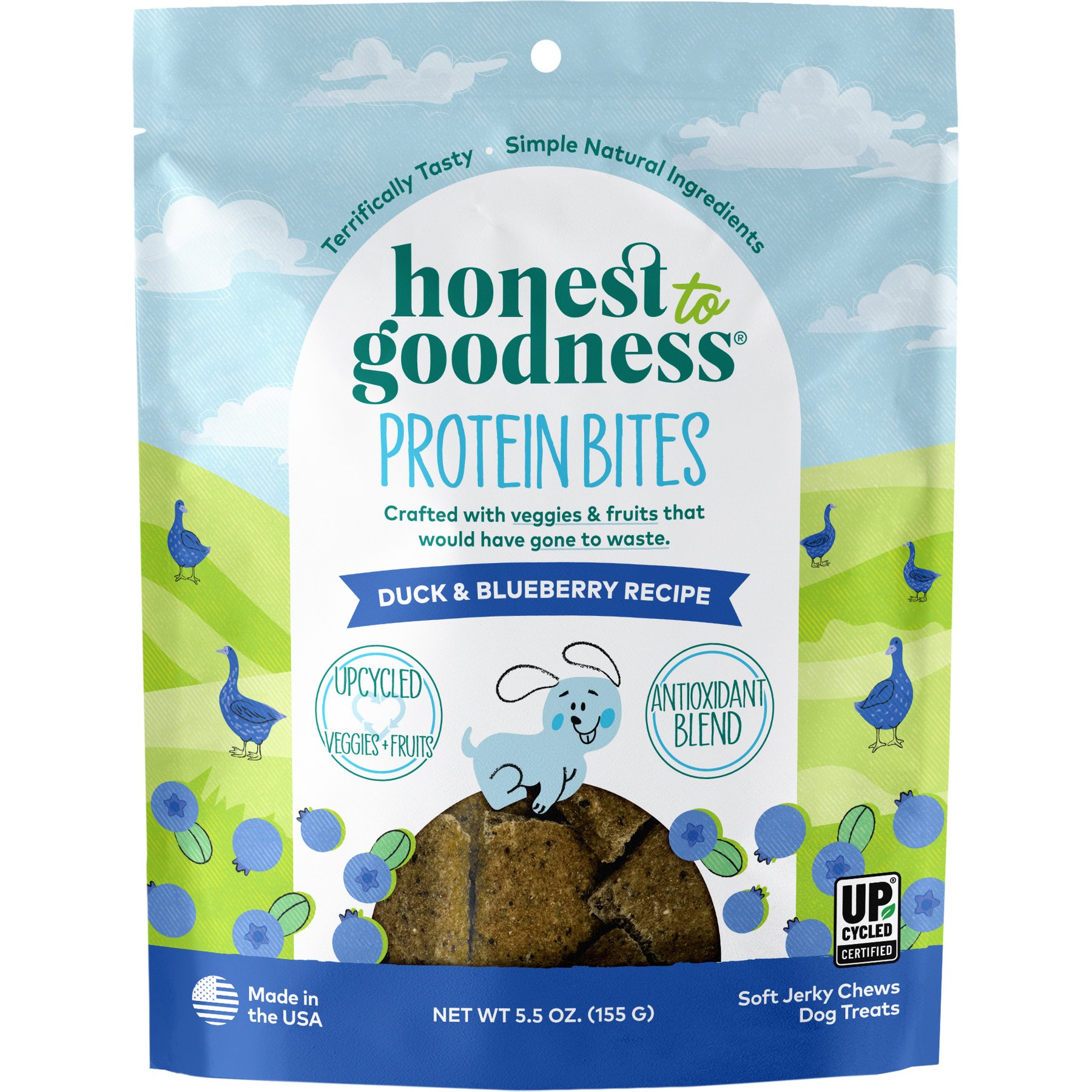 Honest To Goodness Duck & Blueberry Protein Bites Soft & Chewy Dog Treats, 5.5-oz bag