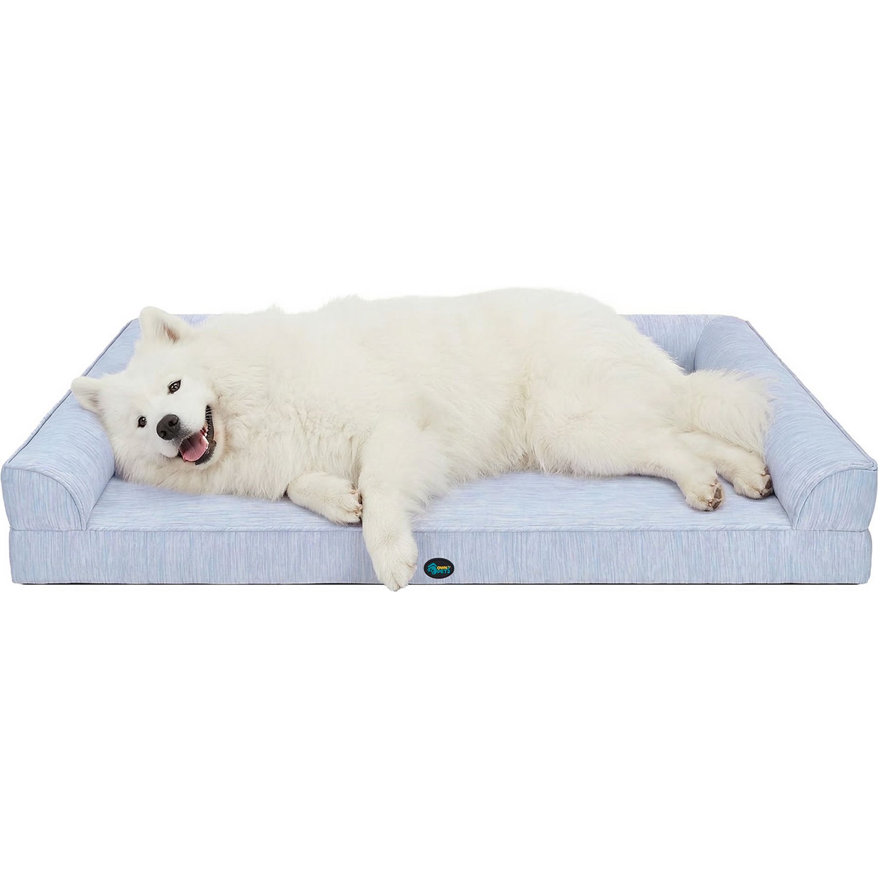 Ownpets Sofa-Style Orthopedic Bolster Dog Cooling Bed, Blue, X-Large
