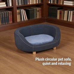 Fuzzy Bird Plush Round Sturdy Frame Easy-Clean Modern Cat Sofa Bed with Soft Cushion, Black, Large slide 2 of 7