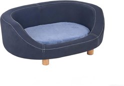 Fuzzy Bird Plush Round Sturdy Frame Easy-Clean Modern Cat Sofa Bed with Soft Cushion, Black, Large
