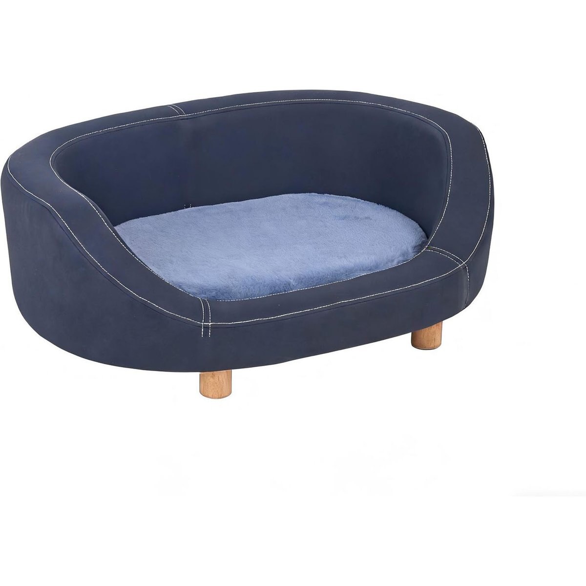 Fuzzy Bird Plush Round Sturdy Frame Easy-Clean Modern Cat Sofa Bed with Soft Cushion, Black, Large
