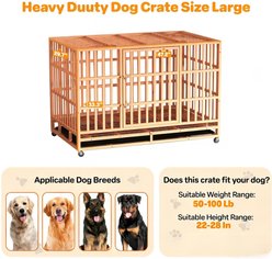 Fuzzy Bird Heavy-Duty Dog Crate with Tray, Wheels & Lock, Orange, Large: 48-in slide 2 of 5