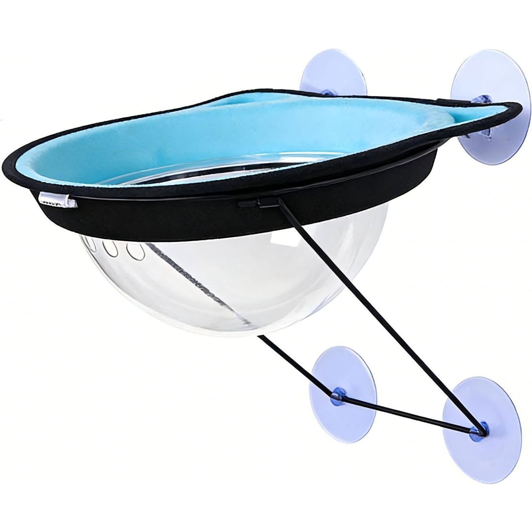 Fuzzy Bird Nest Dome Space Cover Durable Hammock Adhesive Cat Bubble Window Pod, Small, Blue, Small