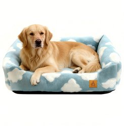 Fuzzy Bird Soft Fluffy Inner Lining Easy-Clean Bed & House for Small Dogs & Cats, Blue, Large slide 1 of 6