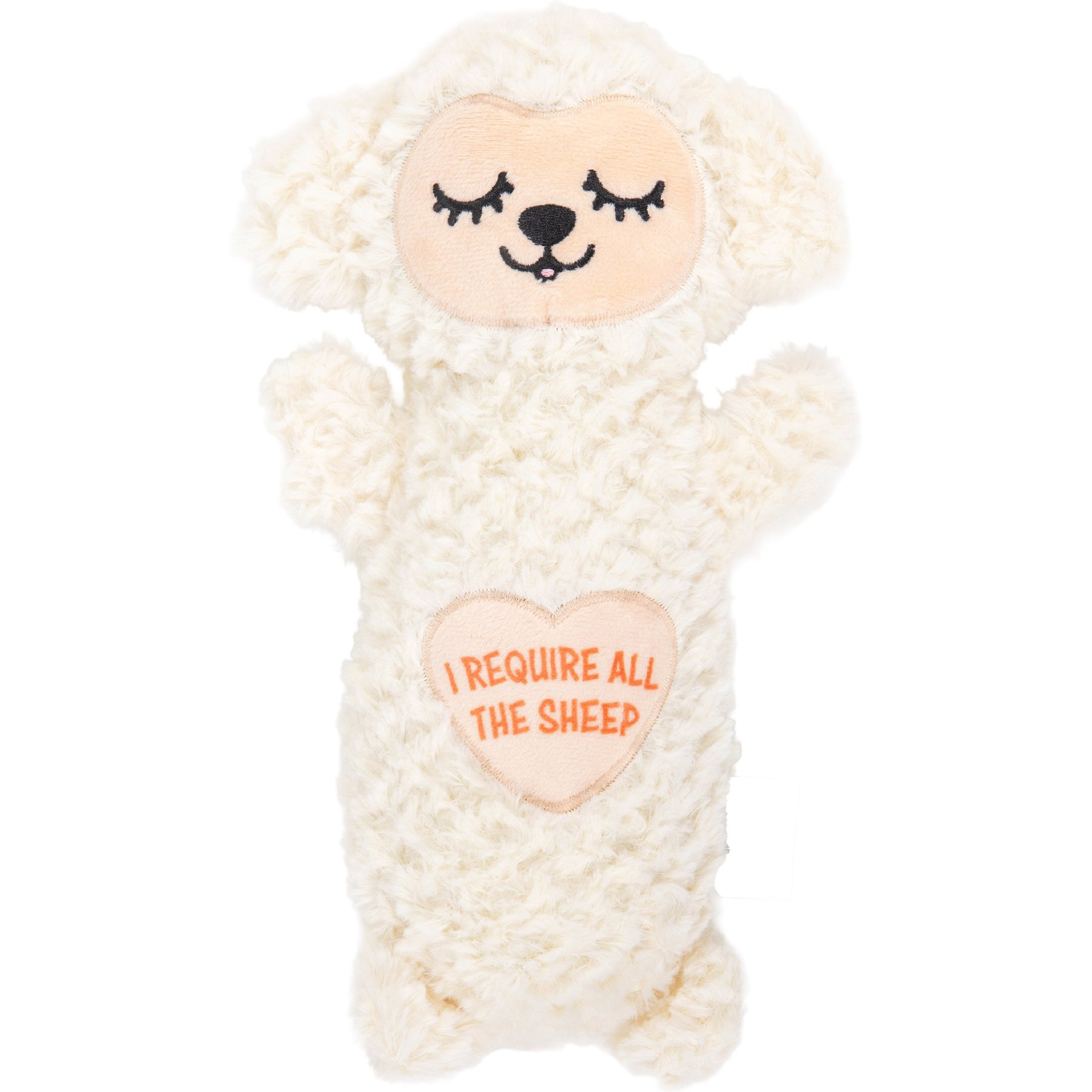 Pupstages Microwavable Calming Cuddle Companion Sheep Plush Dog Toy, White