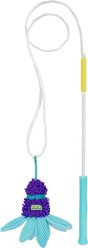 Outward Hound FlyFetch Crinkle Teaser Wand Dog Toy, Blue