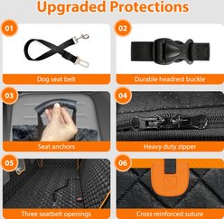 PawsNestParlor Water Resistant Hard Bottom Hammock Dog Car Seat Cover with Seatbelt Tether, Orange, Medium: 52 x 24.8 x 15.7-in slide 2 of 8