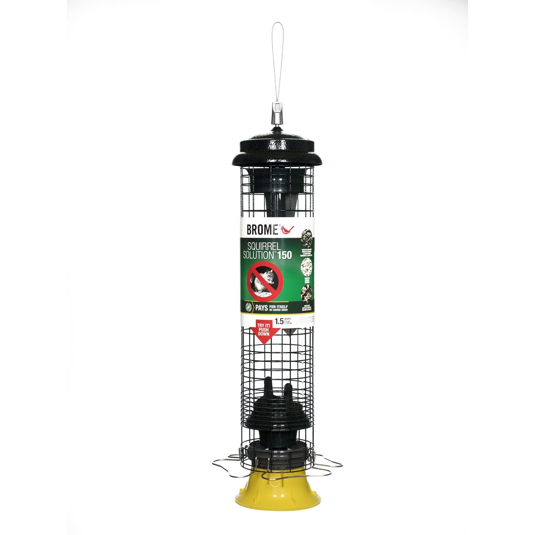 Brome Squirrel Solution 150 Wild Bird Feeder, Green, 20-in
