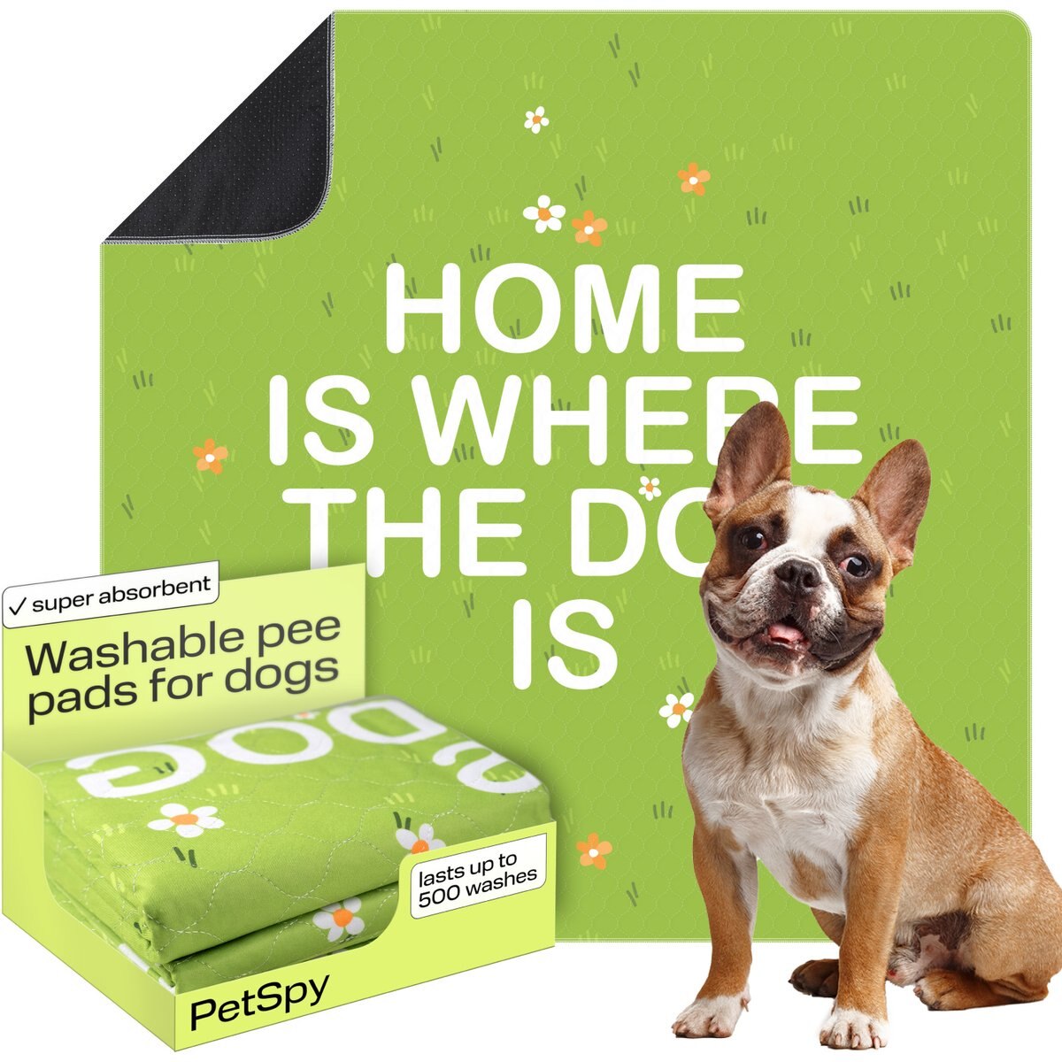 PetSpy Grass Pattern Washable Dog Pee Pads, 72 x 72-in