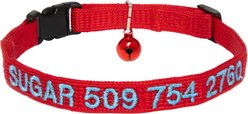 GoTags Nylon Personalized Breakaway Cat Collar with Bell, Red, 8 to 12-in neck, 1/2-in wide