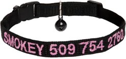 GoTags Nylon Personalized Breakaway Cat Collar with Bell, Black, 8 to 12-in neck, 1/2-in wide
