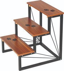 Etna Paw Print Wood & Metal Dog Steps, Black/Brown, 18.78 x 17.75 x 16.5-in