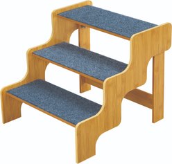 Etna Wavy Wood Dog Steps, Gray, 15 x 16.5 x 18-in