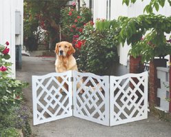 Etna Wooden 3-Section Adjustable Freestanding Dog Gate with Diamond Design, White, 45 x 1 x 19-in slide 2 of 3