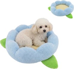 Linzy Toys Flower Dog Bolster Bed, Small: 20-in, Blue