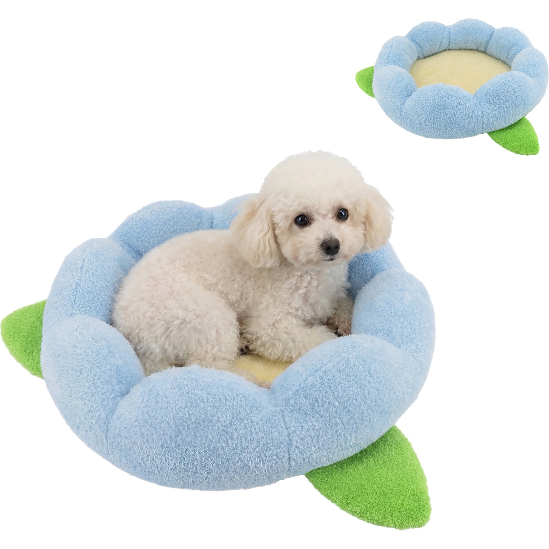 Linzy Toys Flower Dog Bolster Bed, Small: 20-in, Blue