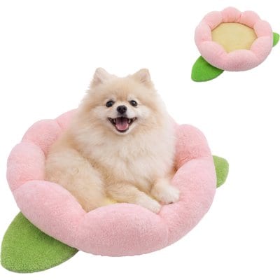 Linzy Toys Linzy Toys Flower Dog Bolster Bed, Small: 20-in, Pink