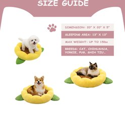 Linzy Toys Sunflower Flower Dog Bolster Bed, Yellow, Small: 20-in slide 2 of 6